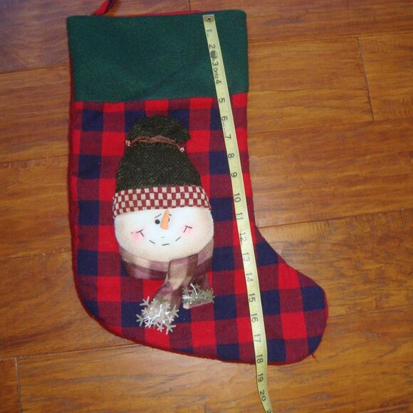 Snowman Christmas Stocking with Plush Snowman Lined - Picture 3 of 8